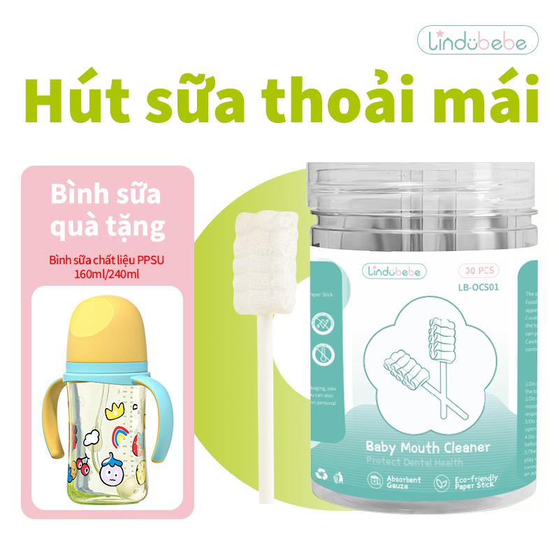  Que Tưa Lưỡi Lindobebe + Bình Sữa PPSU Silicon Mềm - Chăm Sóc Toàn Diện Răng Miệng & Bú Sữa Cho Bé 