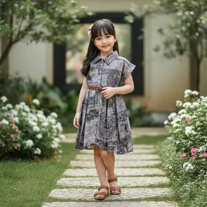 SAFA FASHION - Dress Anak Perempuan Tagisa Model Kemeja Motif Flower Free Belt / Fashion Dress Anak Perempuan Kasual Terbaru