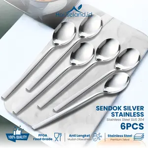 Korean Silver Set Sendok Makan Stainless Steel 6pcs Warna Silver Tebal