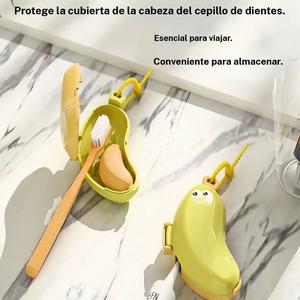 Caja de cepillo de dientes con forma de banana, cubierta para cepillo de dientes reutilizable con clip, estuche de almacenamiento de plástico duradero, protección adorable y portátil para viajes y uso en casa