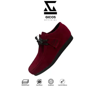Gicos Original - Sepatu Formal Pria Oxford Warna Maroon Kerja Kuliah Kondangan Material Suede antiselip elegant Sneakers kasual Sandal Leadcat Unisex draco slides fleksibel jalan retro white vegetable leather size 40 vintage minimalis
