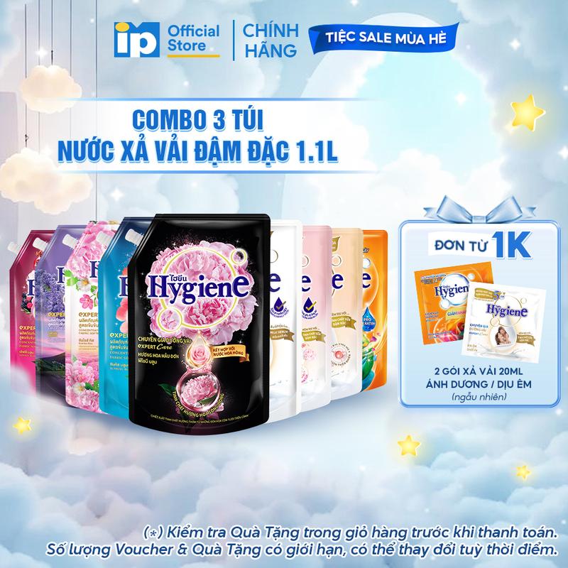 Combo 3 Nước Xả Vải Đậm Đặc Hygiene 1.1L
