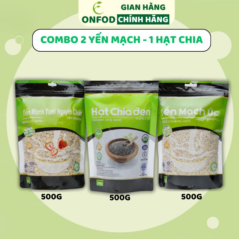Combo 2 yến mạch 1 hạt chia ONFOD ngũ cốc ăn liền ăn dặm cho bé mẹ bầu food 500g
