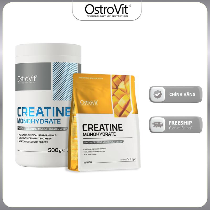   HỦ   TÚI TÙY ĐỢT  OstroVit Creatine Monohydrate 500g - Bột Creatine Chính Hãng Từ Ba Lan Tăng Hiệu Suất Tập Luyện Miễn Phí Giao Hàng Hỗ Trợ Tăng Sức Mạnh & Sức Bền Phù Hợp Tập Gym Thể Hình Thể Thao Người Ăn Chay 