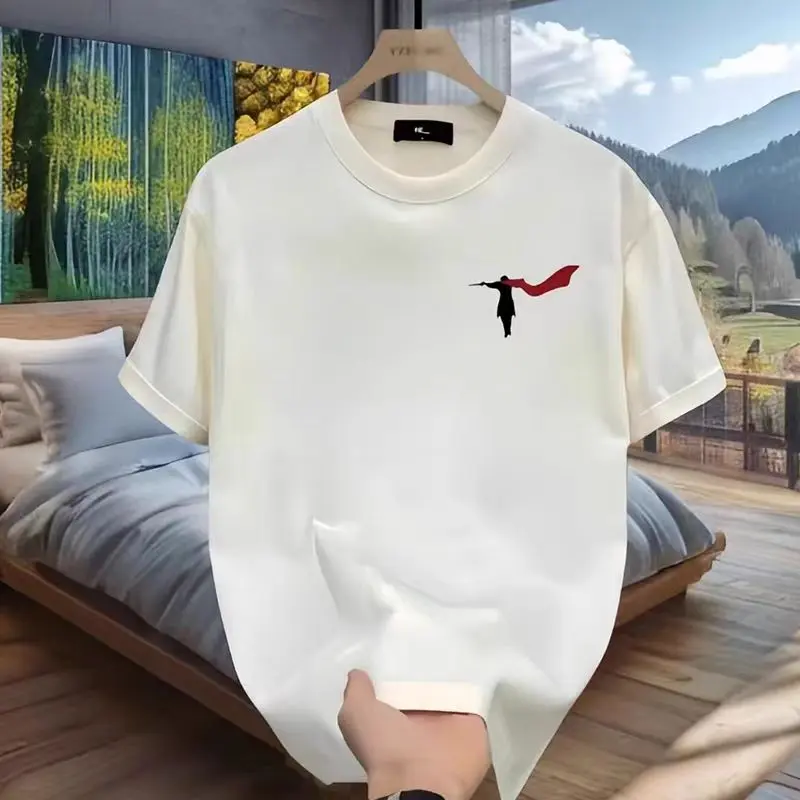 Áo Thun Cotton Trọng Lượng Nặng, Dành Cho Nam Và Nữ, Ngắn Tay, Thích Hợp Cho Mùa Hè, Phong Cách Cổ Điển Và Hợp Xu hướng, Dáng Rộng Vừa Vặn, Thiết Kế In Hình, Thích Hợp Cho Các Cặp Đôi, Tay Lửng