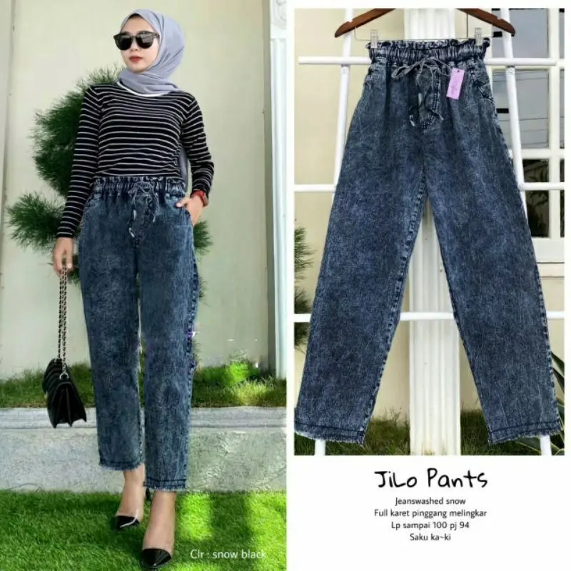 (TRENDING) CELANA BAGGY JEANS SNOW RAWIS BOYFRIEND MASUK BB 45-90 KG // BISA COD//HIGH QUALITY/PREMIUM/TEBAL Dewasa Nyaman Panjang
