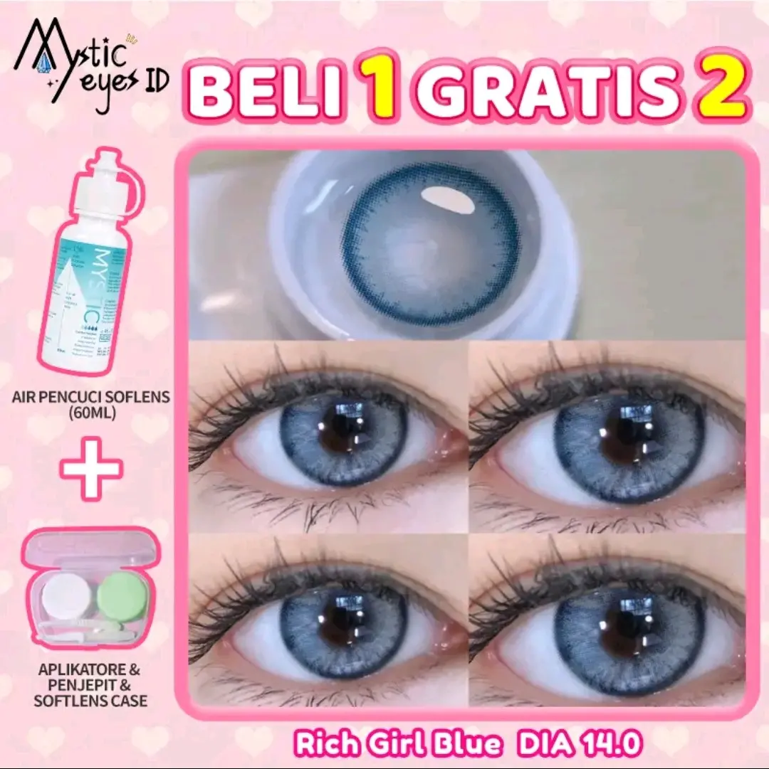 mysticeyes soflens mata lensa Natural look 14.0m-14.5m(Normal) 1psng softlens + air pencuci + lens case