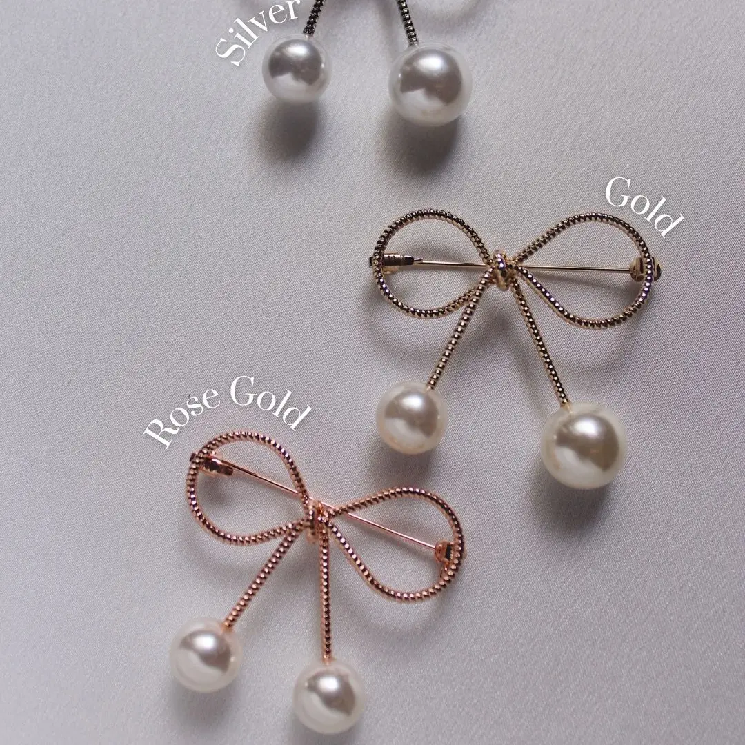 (THEHAWWASG) Pearl Bow Brooch