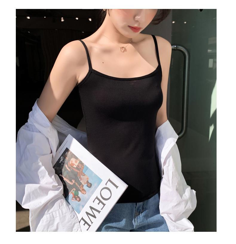 Product Introduction of Black and white modal base small suspender vest for women with beautiful backs, summer sexy and fashionable design, women's new solid color, versatile 9