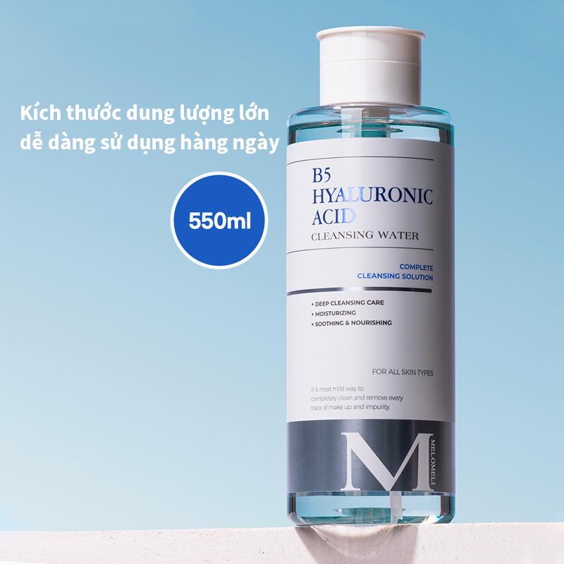 Nước Tẩy Trang Axit Hyaluronic B5, Melomeli, Nhẹ Nhàng Làm Sạch Sâu Lỗ Chân Lông, Thích Hợp Cho Mắt, Môi Và Mặt, Ba Trong Một, Thích Hợp Cho Phụ Nữ Và Phụ Nữ, 550ml, Sản Xuất Tại Hàn Quốc