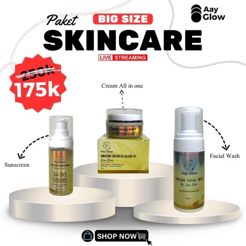 AMAZING SKINCARE PAKET LENGKAP (BIG SIZE) by:aayglow Berjerawat Mencerahkan Memutihkan Hitam Muka Wajah
