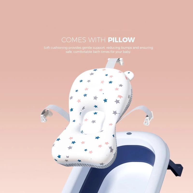 ⚡SUBSIDI 80%⚡ APEXGLOW Bak Mandi Bayi Lipat Portable Dengan Pengukur Suhu & Bantal Mandi Foldable Baby Bath Tub Anti Slip Anti Tenggelam Baby Bath Helper 5