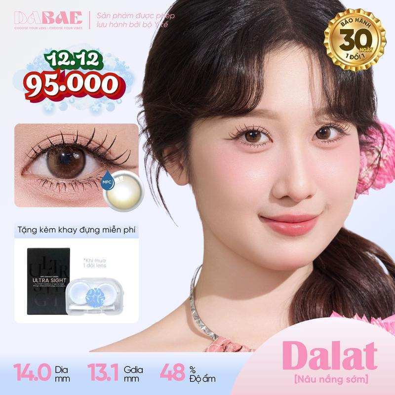 Kính áp tròng DABAE màu nâu trong tự nhiên dưỡng ẩm 3 tháng DIA 14mm có độ 0-8 DALAT