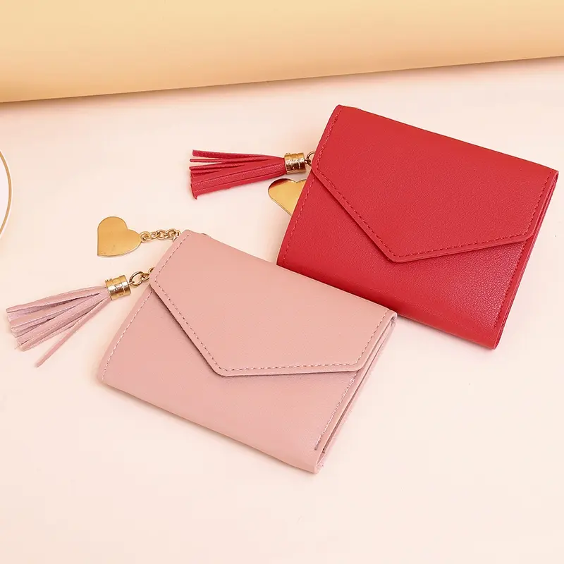 Woman Bag Wallet 2024 New Style Simple Fashion Coin Purse Casual All-Match Multi-Card Bag Tassel Bag Female Bi-Fold Short Wallet