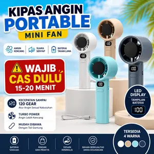 Kipas Angin Mini Portable dengan 120 Level Kecepatan Digital LED Display