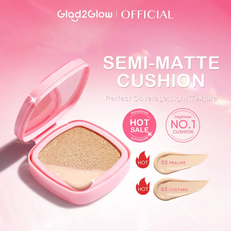【New】Glad2Glow Perfect cover cushion refill dengan kandungan skincare mencegah kekusaman dan kulit kering sepanjang hari G2G Concealer Foundation Wajah Extract Mencerahkan Lasting Compact 1