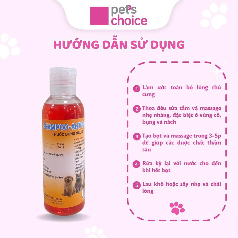 Sữa tắm cho chó mèo SAMPOO ANTIPARA 100ml 2