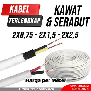 KABEL KAWAT 2x1.5 & HYO 2x0.75 2x1,5 2x2,5 KABEL ISI KAWAT & SERABUT 2x1,5 2 x 1.5 1,5
