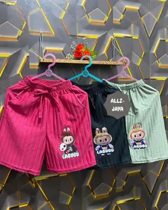 Paket 4 Pcs Celana Knit Hornet Kulot Pendek Anak Perempuan Berlogo labubu Fashion