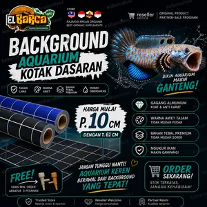 BACKGROUND DASAR AQUARIUM Hitam Biru Kotak D. 5 cm Sticker Bahan Tebal Premium Tahan Air