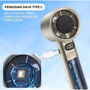 Kipas Angin Portable 15000mAh Turbo Mini Tangan Genggam Mini Fan Tampilan Daya LCD 120 Gigi