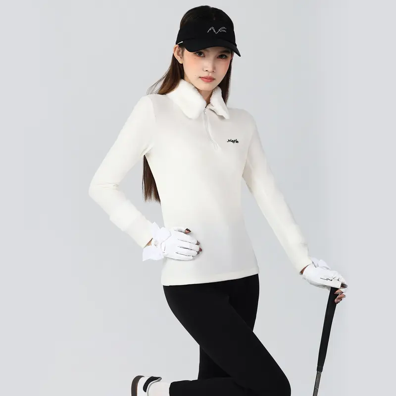 Quần Áo Golf, Dành Cho Nữ, Dài Tay, Dày Và Ấm, Thiết Kế Cổ Áo Lông Thỏ, Cao Cấp Có Thể Tháo Rời Đàn Hồi, Bó Sát, Chất Lượng Cao, Thoải Mái, Thích Hợp Cho Các Môn Thể Thao Giải Trí Ngoài Trời, Quần Dài Chuông, Mùa Thu Và Mùa Đông Mới 7