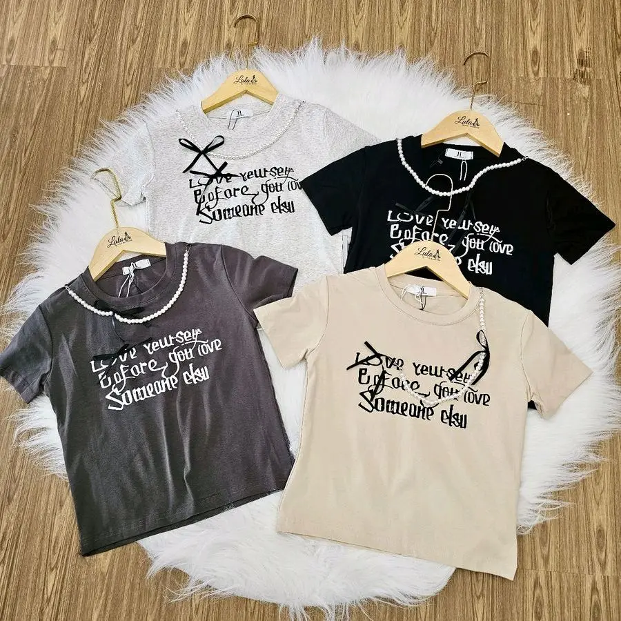 ALISIA kaos crop mutiara premium chat opsional untuk pilih warna
