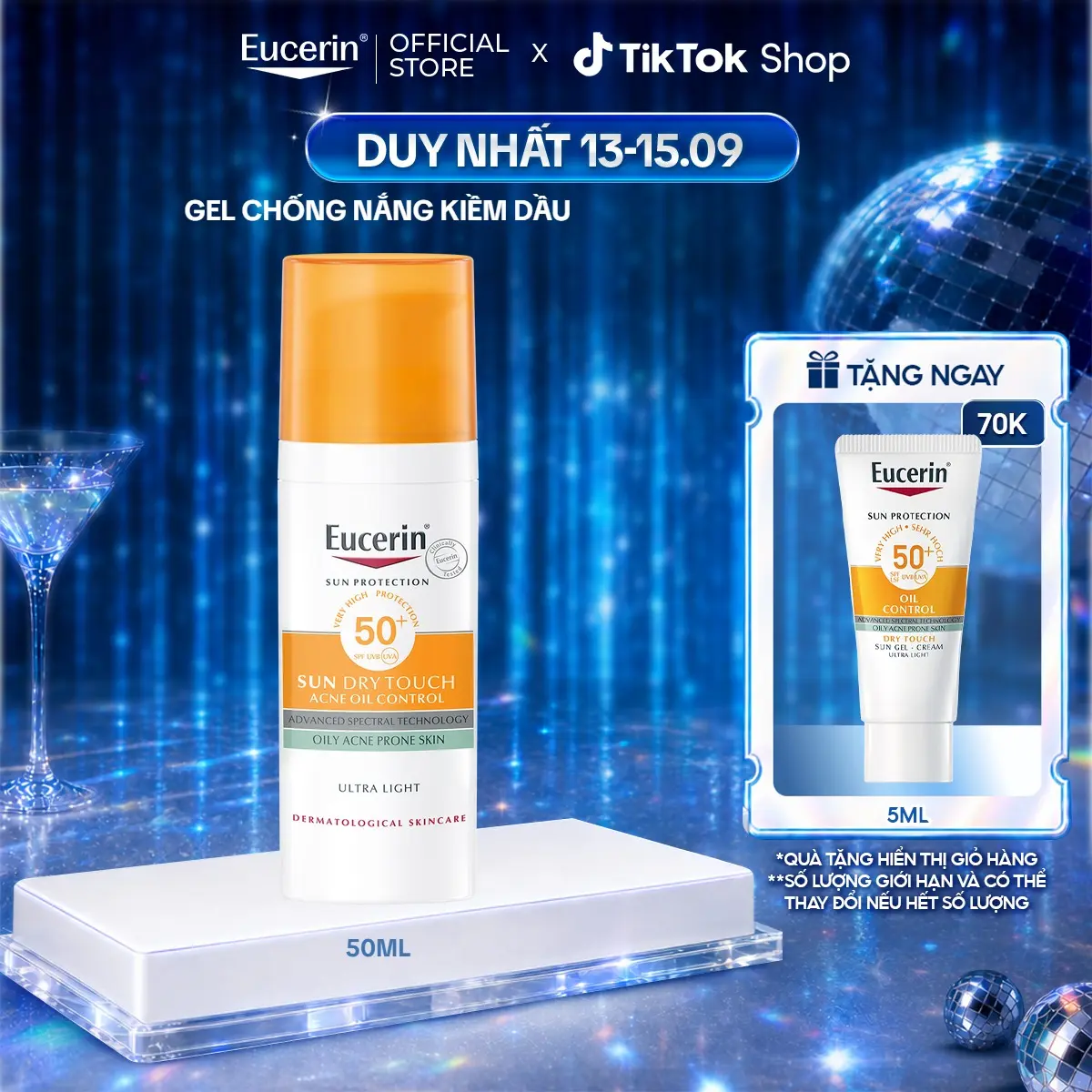 Gel Chống Nắng Giúp Hỗ Trợ Giảm Bóng Nhờn Eucerin Sun Dry Touch Oil Control Face SPF50+ 50ml-Skincare Sunscreen