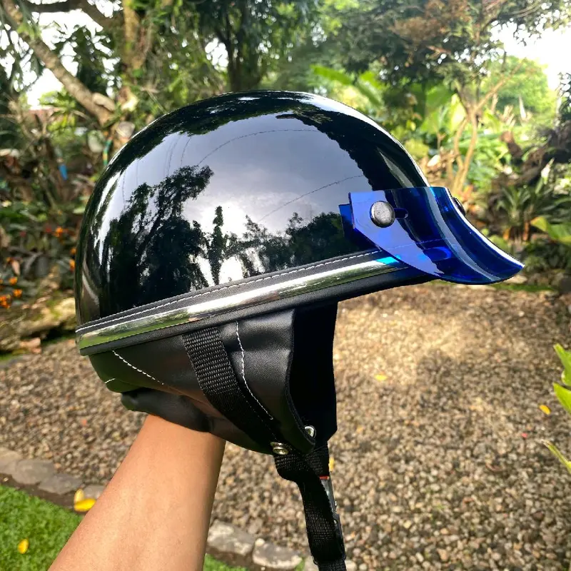 Helm Chip Vintage Hitam Polos Custom untuk Motor - Motorcycle 2
