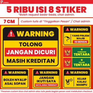 Stiker Warning Pinjem Isi Bensin, Tonggone tentara Sign Bisa Custom Kata Tahan Air Motor Mobil - Motorcycle
