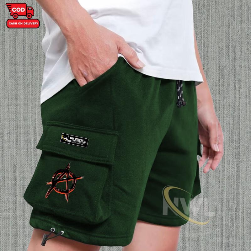 Celana Cargo pendek Pria Wanita Terbaru Warna Mint Motif A Kekinian Bahan Katun Fleece Adem Dan Lembut- Shorts Pants Cowok Cewek Cocok Untuk Santai Model Kantong Samping Tali Serut Di Paha Size M-L-XL-XXL 4
