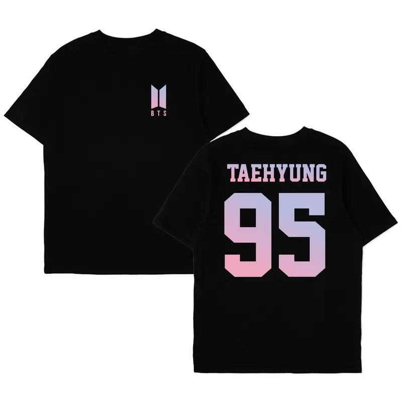 Kaos hitam Bangtan Logo BTS purple request nama dan nomor member purple 5