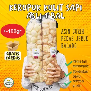 Kerupuk Kulit Sapi Rambak Dorokdok 1 Bal Krukul Jangek Pedas Gurih - DARMO CAMILAN