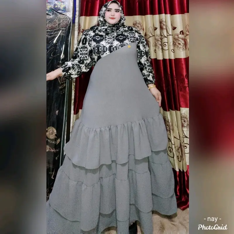 Gamis Set Hijab Inara Rayon Diamond mix Cringkel airflow 1