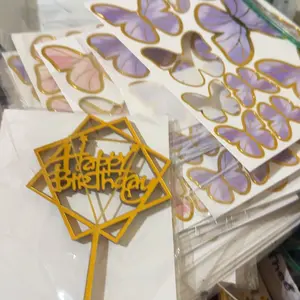 CAKE TOPPER ACRYLIC ISI 10 PCS PER PACK TOPPER HAPPY BIRTHDAY UNTUK HIASAN KUE ULTAH