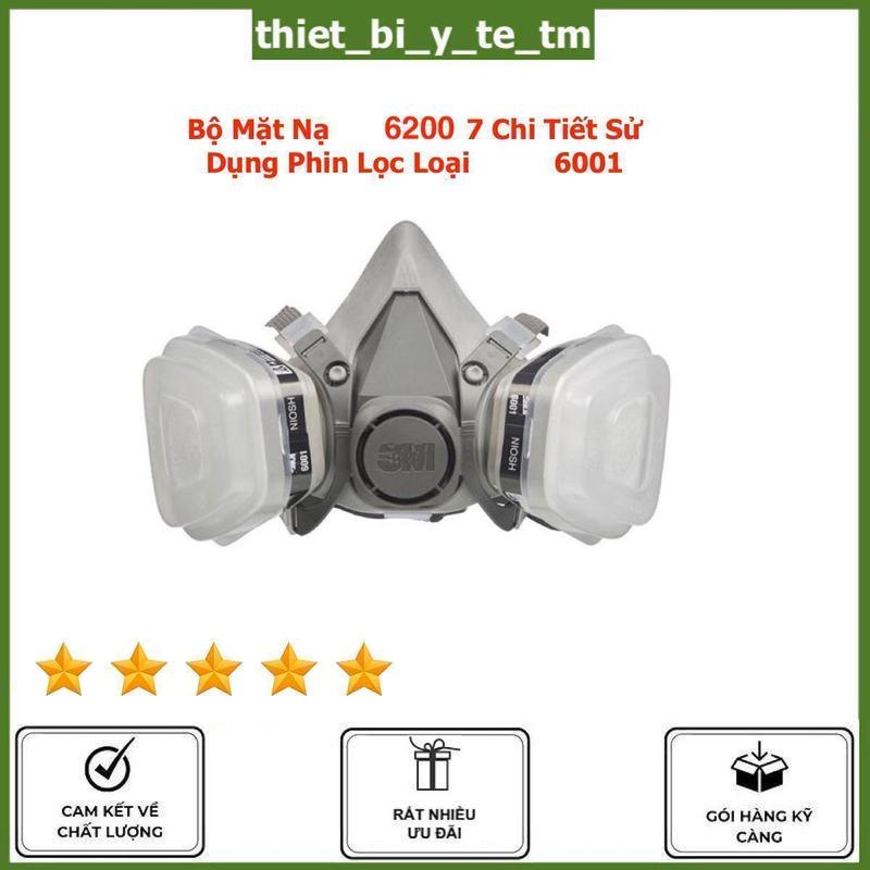 Bộ khẩu trang kiêm mặt nạ bảo hộ lao động 6200 trọn bộ đầy đủ 7 chi tiết sử dụng Phin lọc 6001CN có thể dùng chống giọt bắn ngăn bụi mịn PM2.5 lọc mùi phun sơn ngăn mùi phun trừ sâu có khả năng ngăn các loại bụi