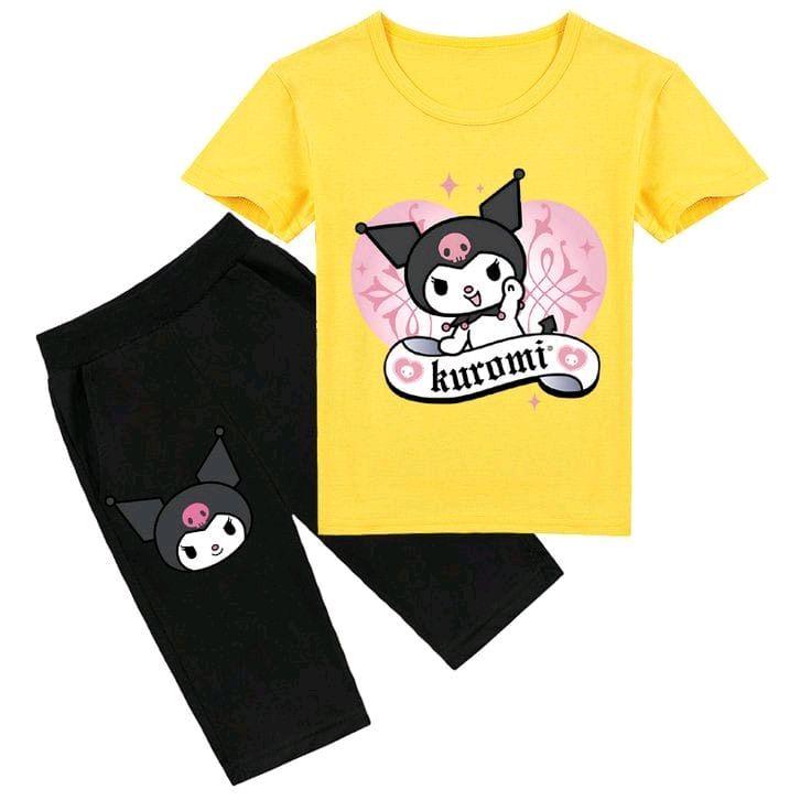 Setelan Anak Perempuan Motif Kuromi untuk Usia 3-10 Tahun dari Katun - Cantik Fashion 3