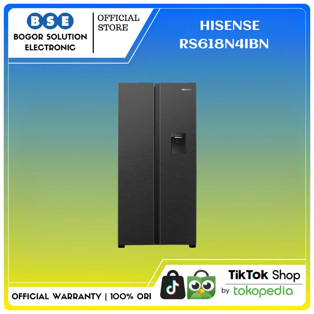 Hisense RS618N4IBN Kulkas Side by Side 468 Liter Inverter Water Dispenser RS618N4IBN