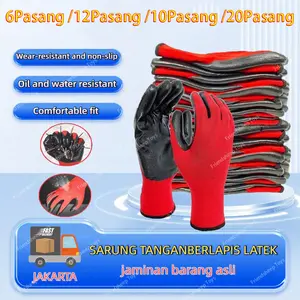 20Pasang SARUNG TANGAN LUPO NYLON LATEX PALM FIT ANTI SLIP KACA ANTI GORES SAFETY HAND GLOVES/Safety Nilon Lapis Nitril Palmfit Palm Fit Keamanan kerja