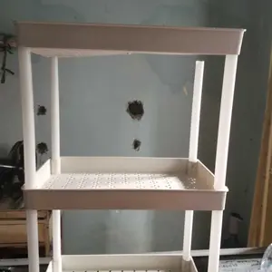 COD Square rak dapur putih rak kamar mandi rak troli rak susun serbaguna rak dorong 5 tingkat dengan roda