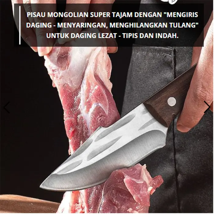 3-LAYER ANTI-RUST KNIFE/Mongolian Kitchen Knife 3 Layer Original/Japanese Knife/3 LAPISAN ANTI KARAT PISAU/Pisau Dapur Mongolia 3 Lapisan Asli/Pisau Jepang/Pisau Baja Serbaguna Jepang/Pisau Boning Profesional 1