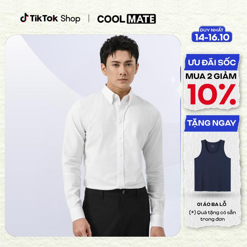 [TẶNG 01 Áo ba lỗ] Áo sơ mi dài tay Oxford Premium thoáng khí - Coolmate