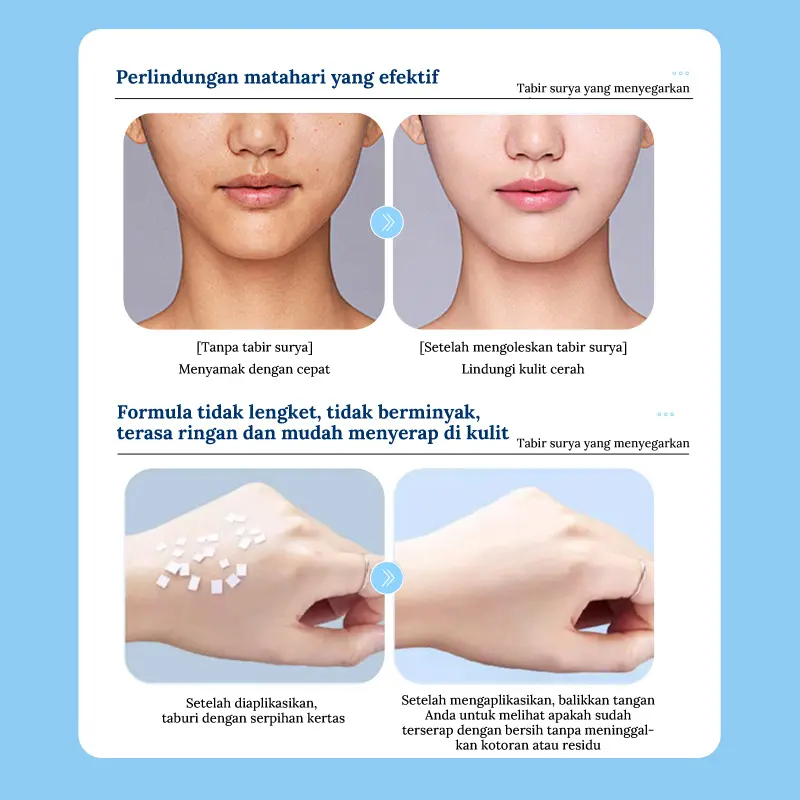 【+30000 untuk 2PC】Memrefresh Sunscreen,Yellow Hat Sunscreen,UV Protection SPF50+ PA+++ Facial Kuning Wajah Muka Berjerawat 3