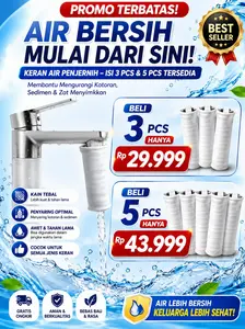promo filter keran kamar mandi isi 3/5 pcs penjernih air keruh filter air kotor berbau dan berkarat mudah di cuci  satu set isi 3 item saringan air