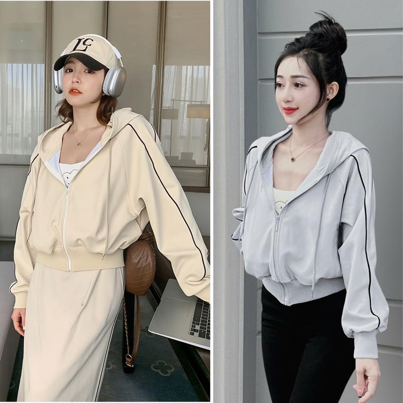 Áo khoác nữ TC2 form croptop chất cotton 2 da hàn châu năng động cá tính