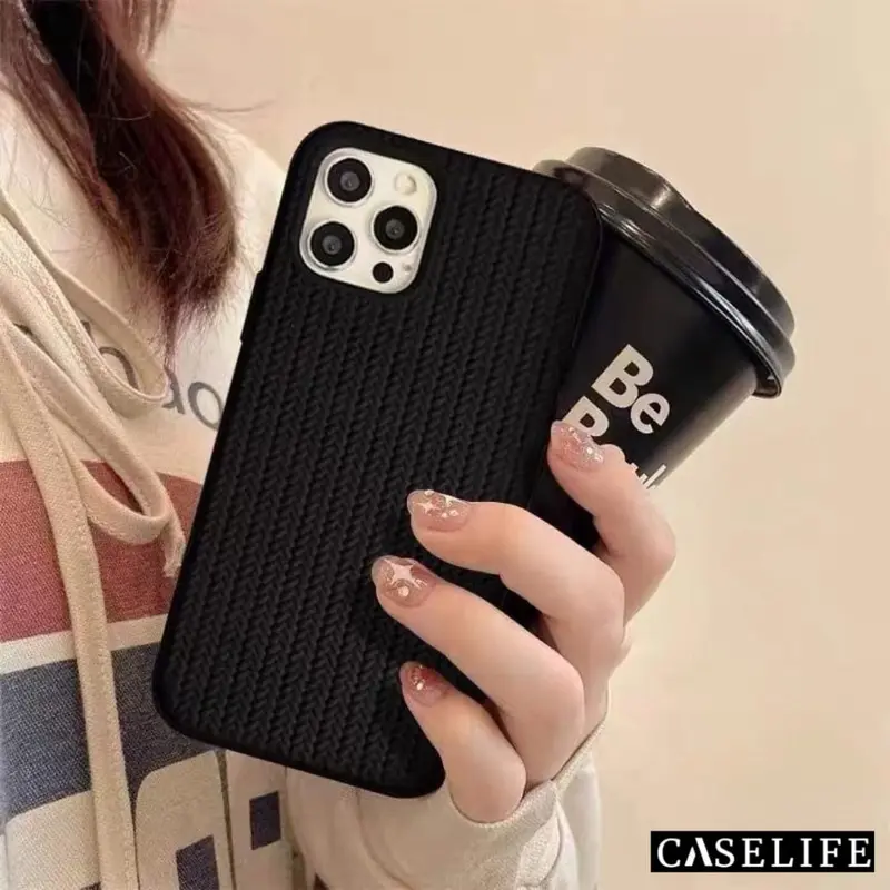 Caselife Softcase TPU Matte Motif Anyaman 3D Full Cover Casing Iphone 11 12 13 14 15 Pro Max Plus 5