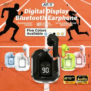 【COD】Air31 TWS Headset Bluetooth Olahraga Gym Lari Fitness HiFi Bass Jernih IPX5 Anti Keringat LED Display Earphone Nirkabel