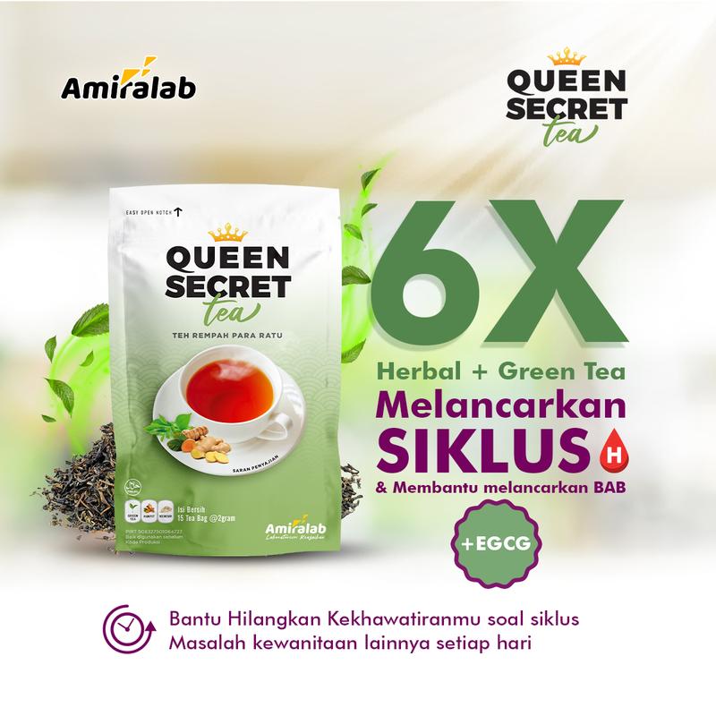 [PAKET COMBO] QSC FEMALE + Queen Secret Tea (FREE SHAKER) Lancarkan Siklus Wanita Halal & BPOM 3