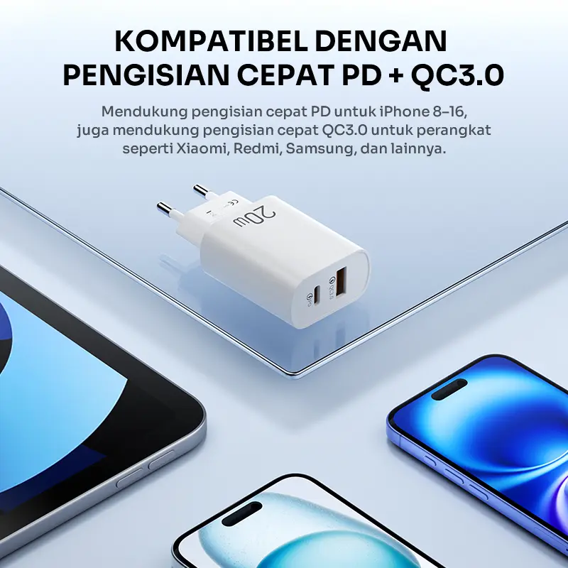 ROBOT Charger Iphone & Android Fast Charging 20W PD3.0 Dual Port USB-A & USB-C Perlindungan Cerdas - ROBOT RT-L7 Original - Bergaransi Resmi 1 Tahun - Bisa COD 4