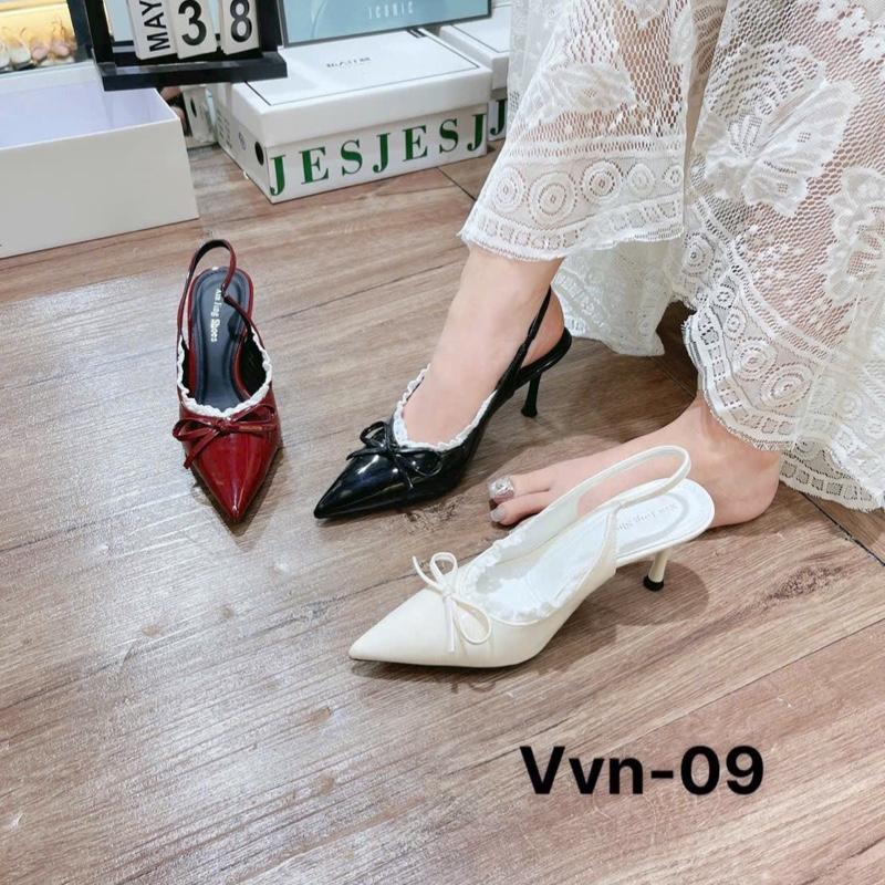 Giày cao gót NƠ Thắt PHỐI REN chất da bóng mũi nhọn gót cao 7cm 9cm dành cho nàng đi chơi đi tiệc đây ạ 